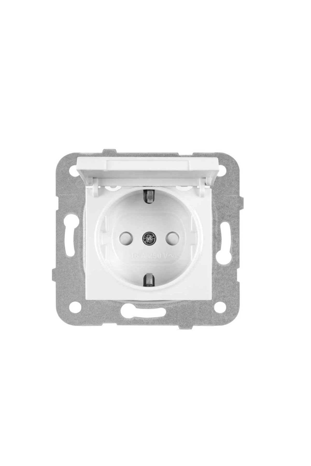 Karre Çocuk Korumalı Kapaklı Priz Beyaz Çerceve Dahil (AYNI GÜN KARGO)