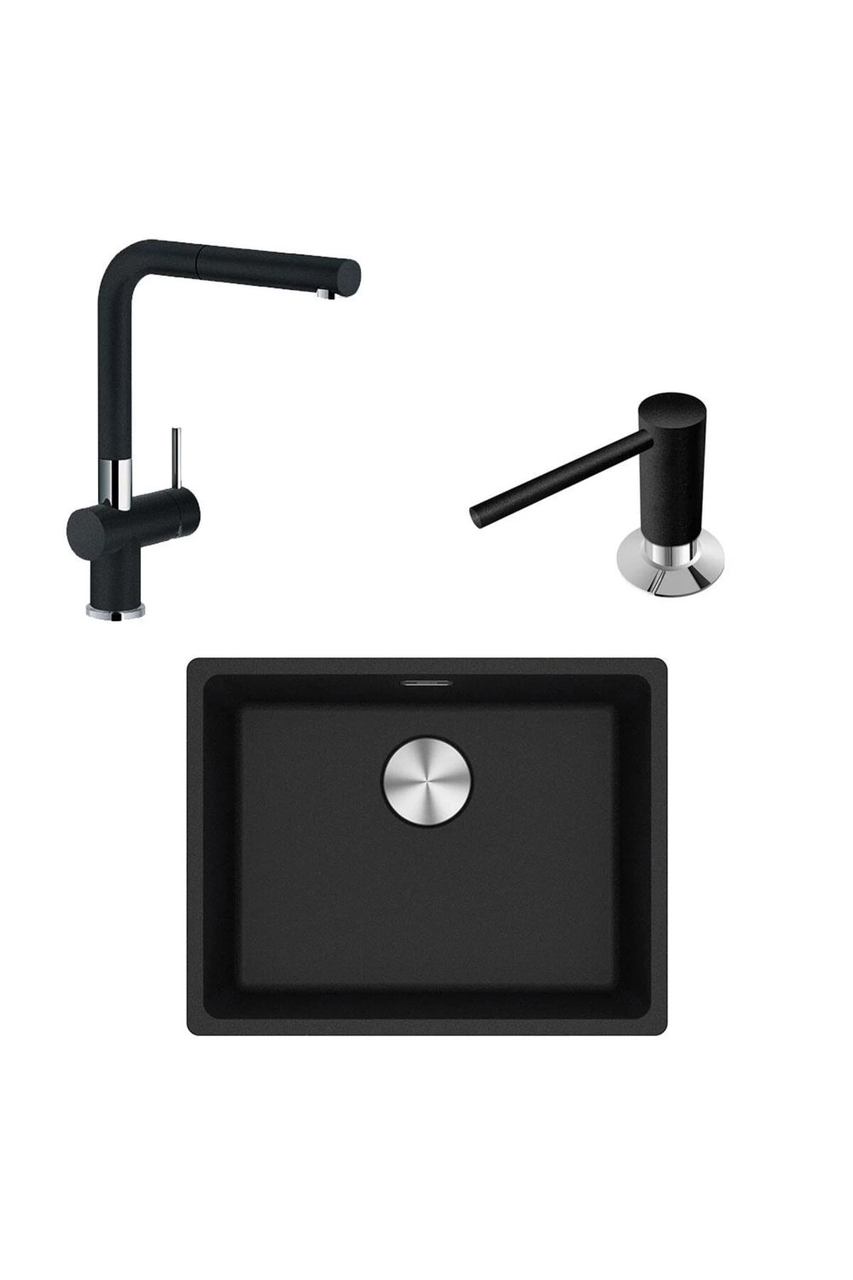 Maris MRG 110-52 Üçlü Set, Nero renk, Evye - Armatür - Sıvı sabunluk