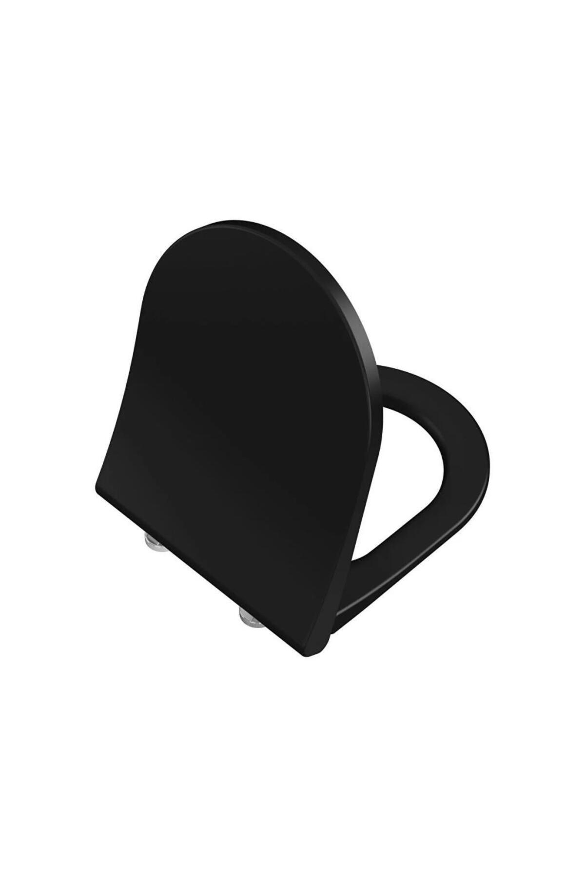 S60 Mat Siyah Kanalsız Asma + Mat Siyah Gömme Rezervuar + Slim Yavaş Kapanır Kapak