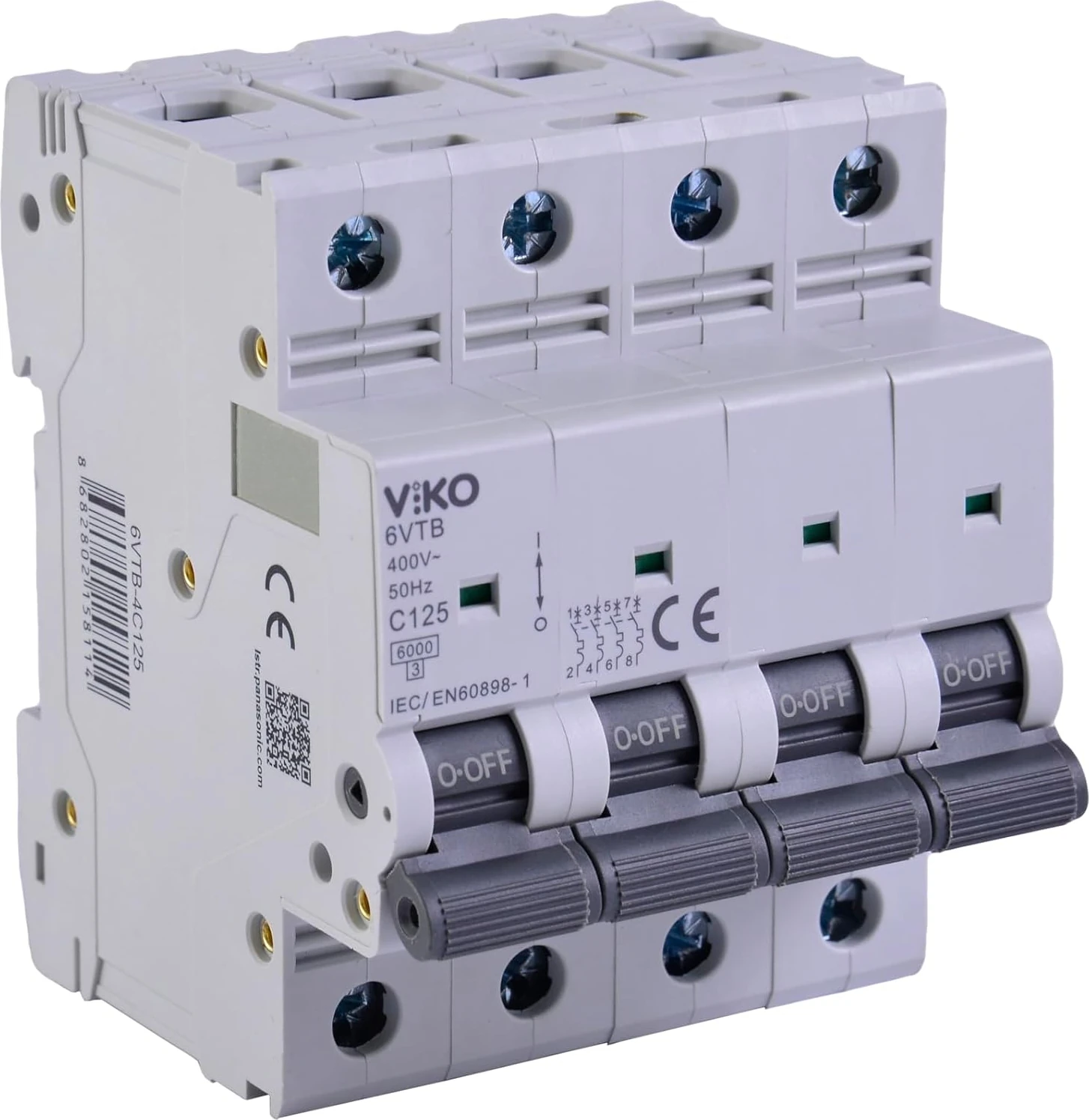 6VTB-4C125 Otomatik Sigorta 6ka C Tipi 4 Kutup 125A