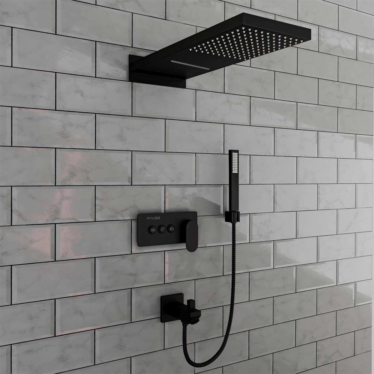 Ankastre Comfort Panel Şelale Duş Seti Siyah FAU111-B