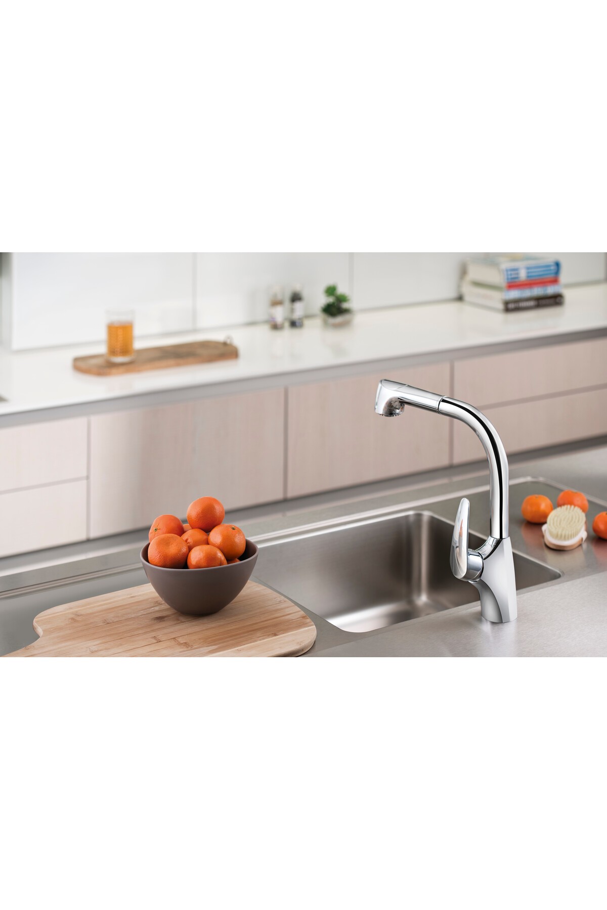 V3 A42151 Pull-Out Eviye Mutfak Bataryası, Krom