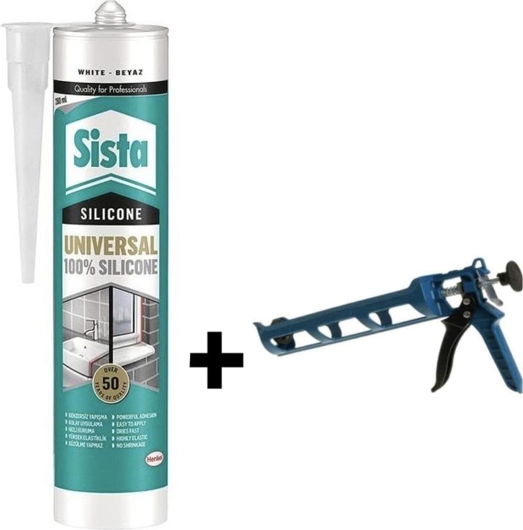 Beyaz Silikon 280 ml + Silikon Tabancası Plastik