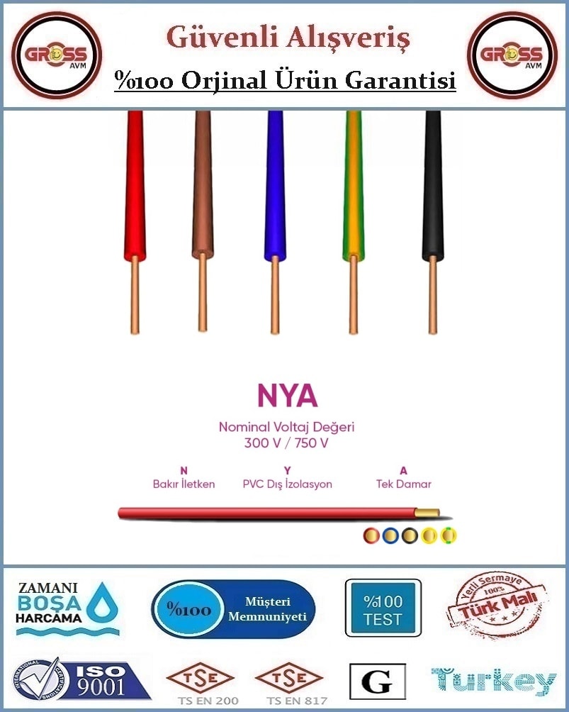 Nya Tek Damar 1,5 mm Kablo - Sarı - 2 Metre