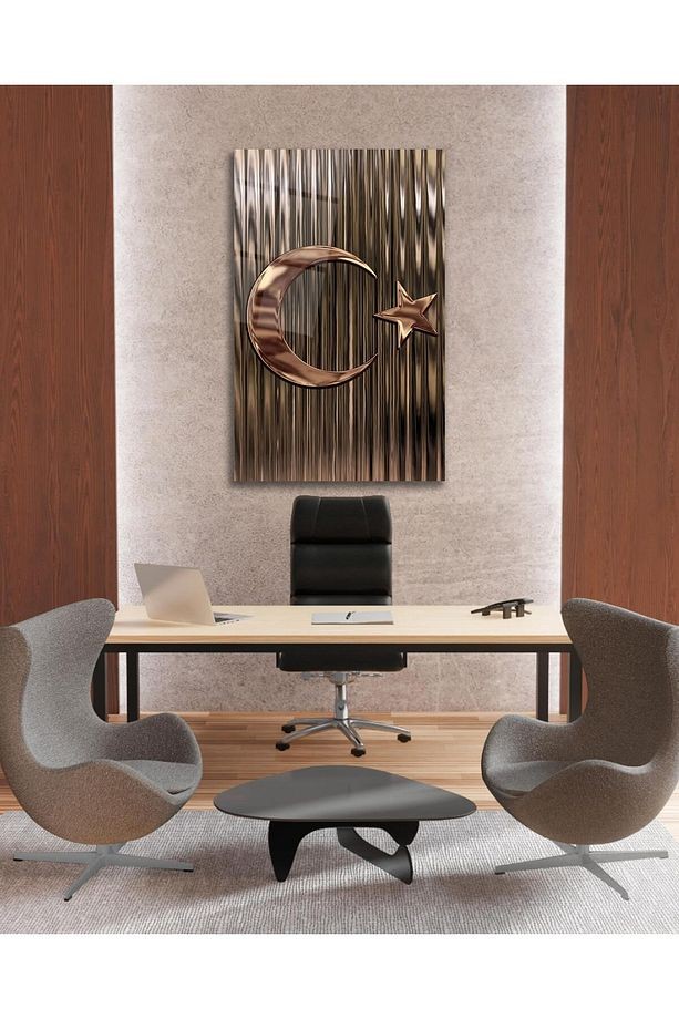 Türk Bayrağı Bayrak Cam Tablo Modern Ev Ofis Salon Hediyelik Büyük Tablo Duvar Dekoru