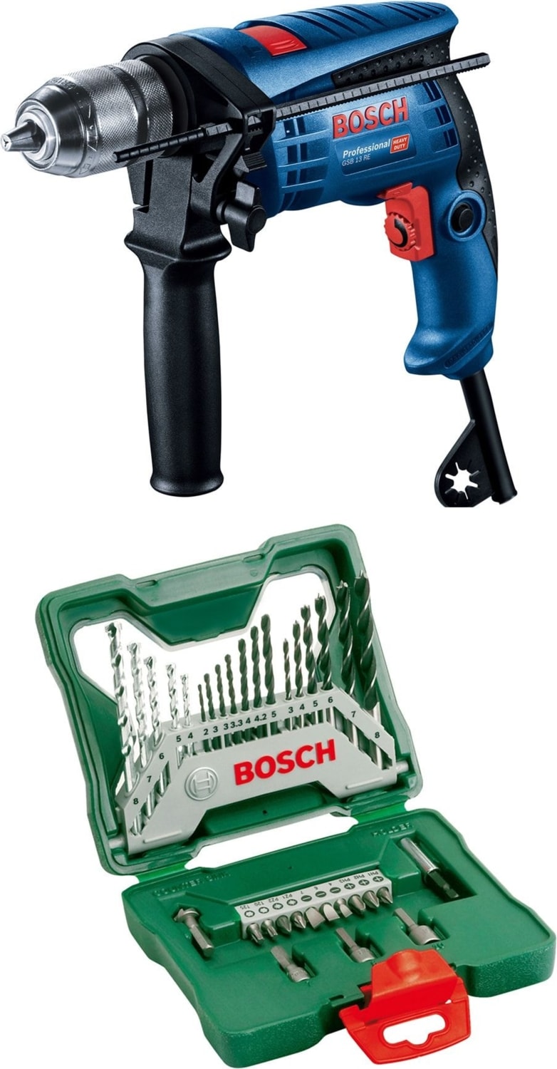 BOSCH Kablolu Gsb 13 Re Darbeli Matkap + X-Line 33 Parça Delme&vidalama Seti 1300 Watt Darbeli