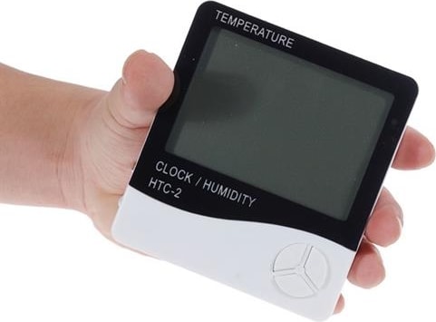Iç ve Dış Ortam Sıcaklığını Ölçebilen LCD Ekran Saat Göstergeli Alarmlı Nem Ölçer Termometre (4172)
