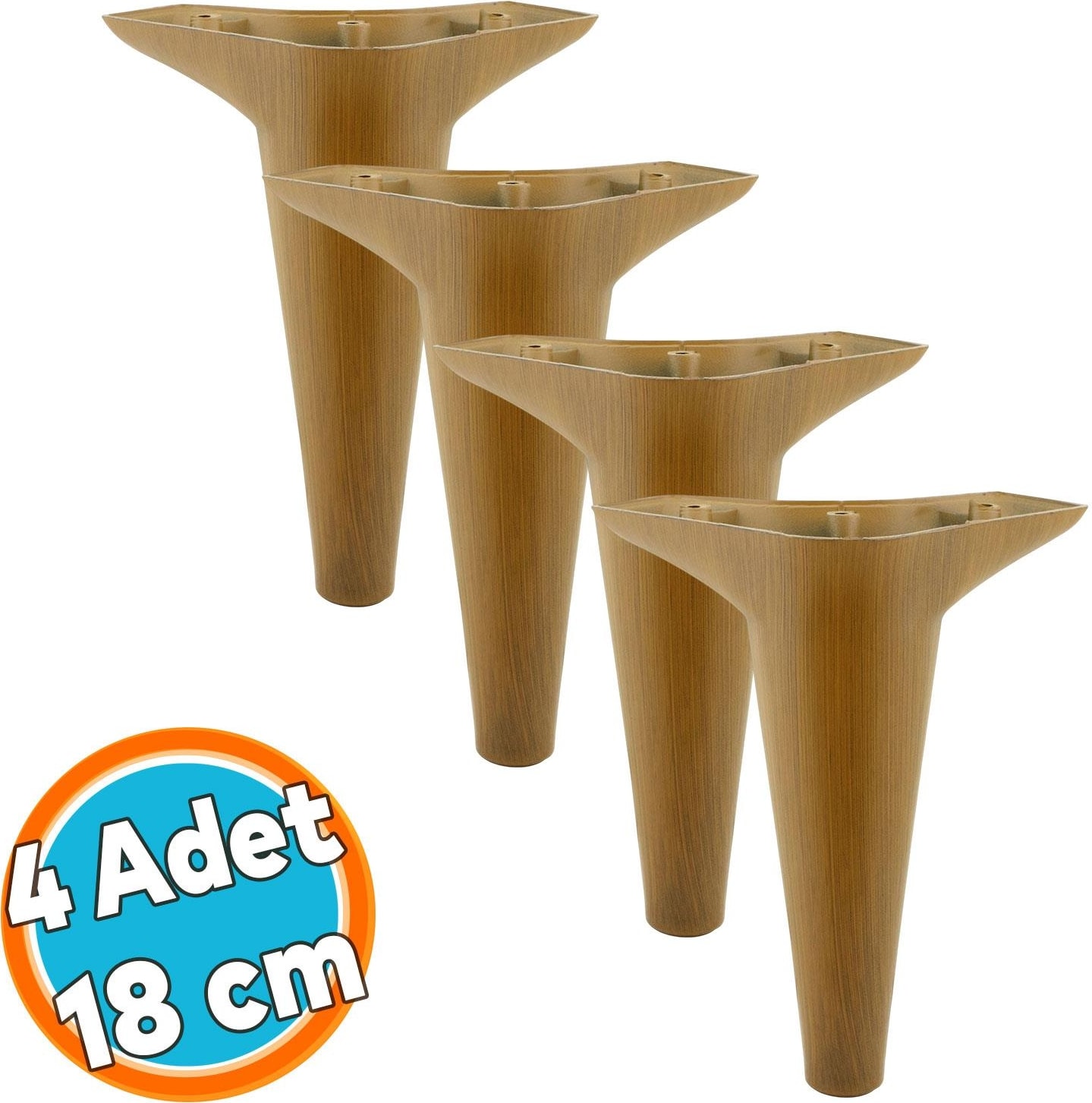 Mobilya Kanepe Sehpa Tv Ünitesi Koltuk Ayağı 18 cm Kahverengi Ahşap Desenli Baza Ayak 4 Adet