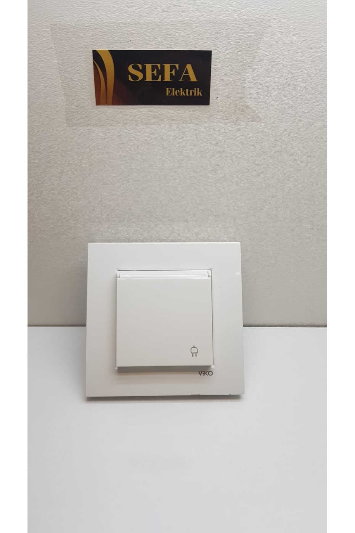 KAPAKLI TOPRAKLI ÇOÇUK KORUMALI PRİZ ÇERÇEVELİ BEYAZ  KARRE SERİSİ