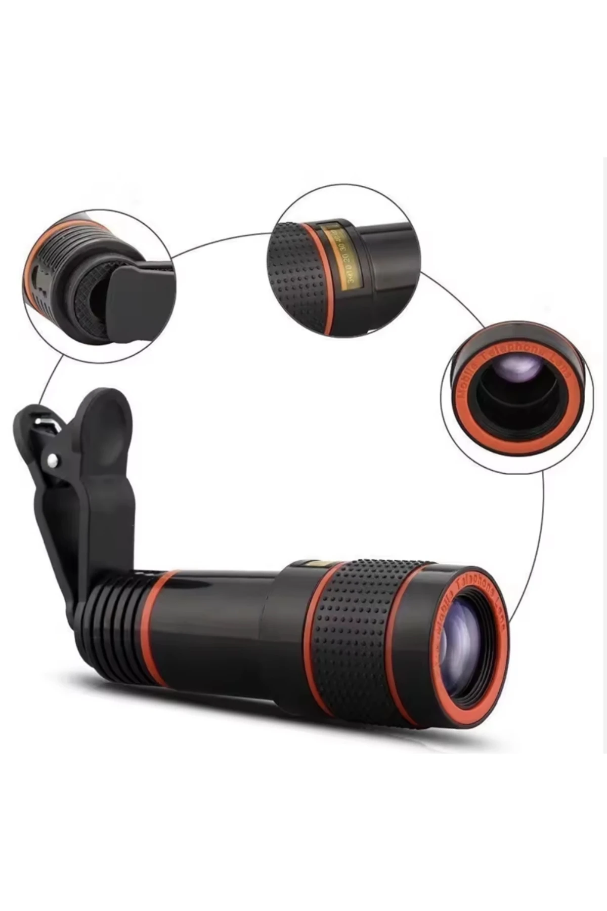 2X Zoom Telefon Teleskop Lens – Evrensel Klipsli Yüksek Kalite Optik Cam Uzaktan Çekim