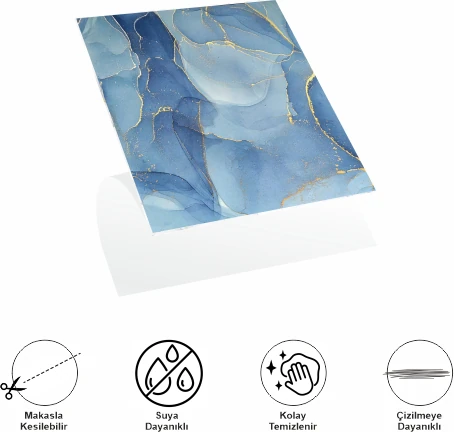 30X30 cm Pvc Duvar Karosu 4'lü Paket - Okyanus Mermer