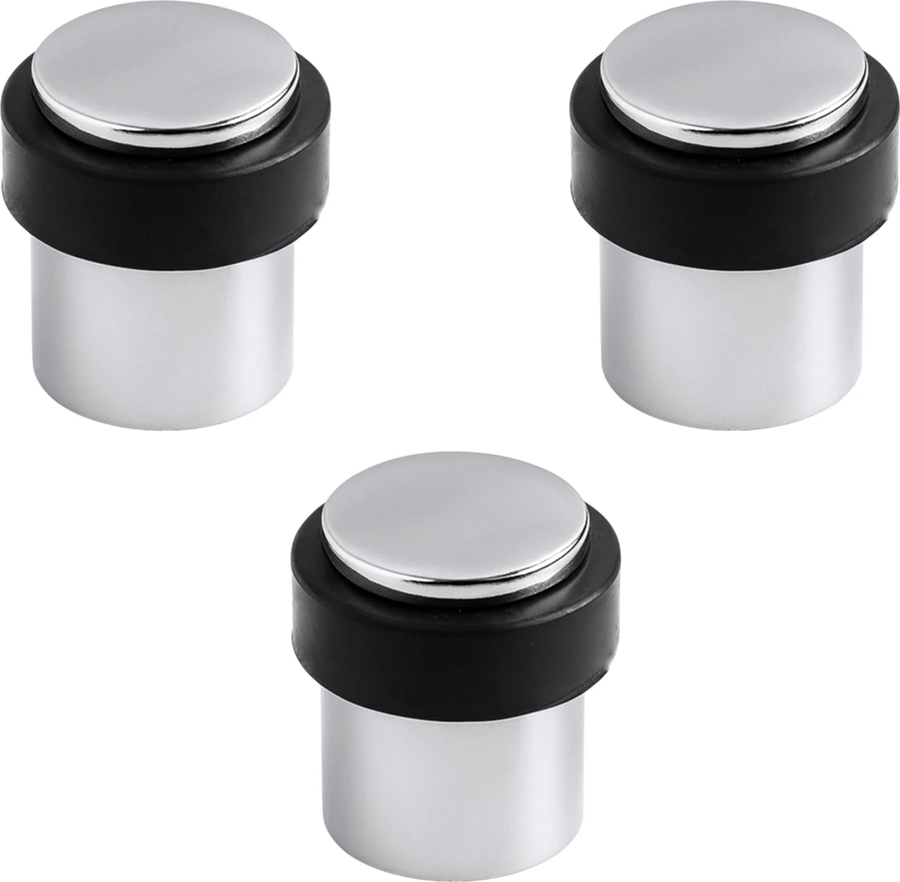 Metal Kapı Stoperi 3’lü Set Gümüş Krom Vidalı Montaj Kauçuk Başlıklı Kapı Tamponu Durdurucu Koruyucu