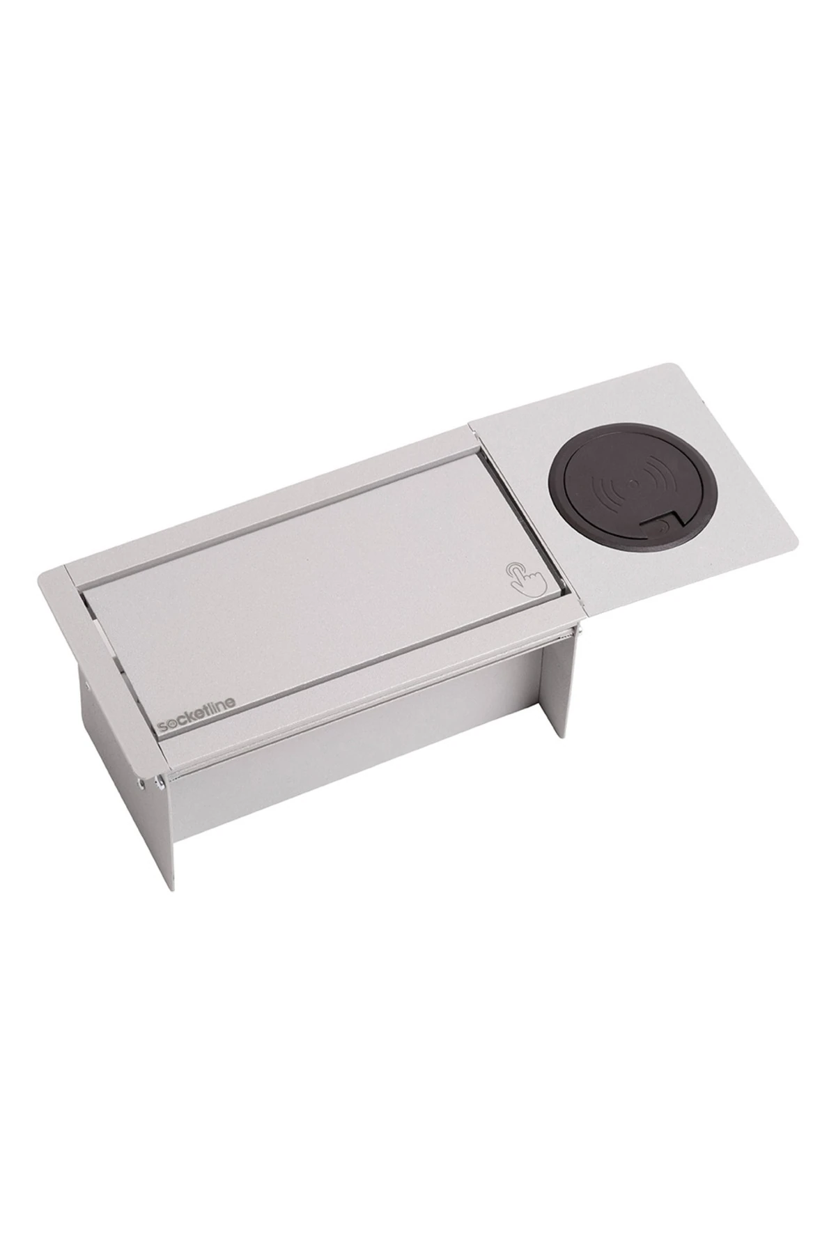 Monza Wireless Serisi Bas Aç Kapaklı Fırçasız Masa Priz Gri