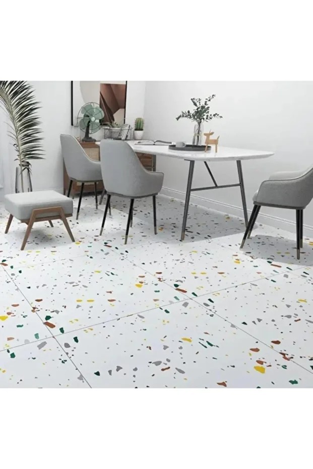 1m2 3 Adet 60X60cm Floor Benekli Yapışkanlı Zemin ve Duvar Kaplama Paneli Arkası Kauçuklu Pvc WC 609