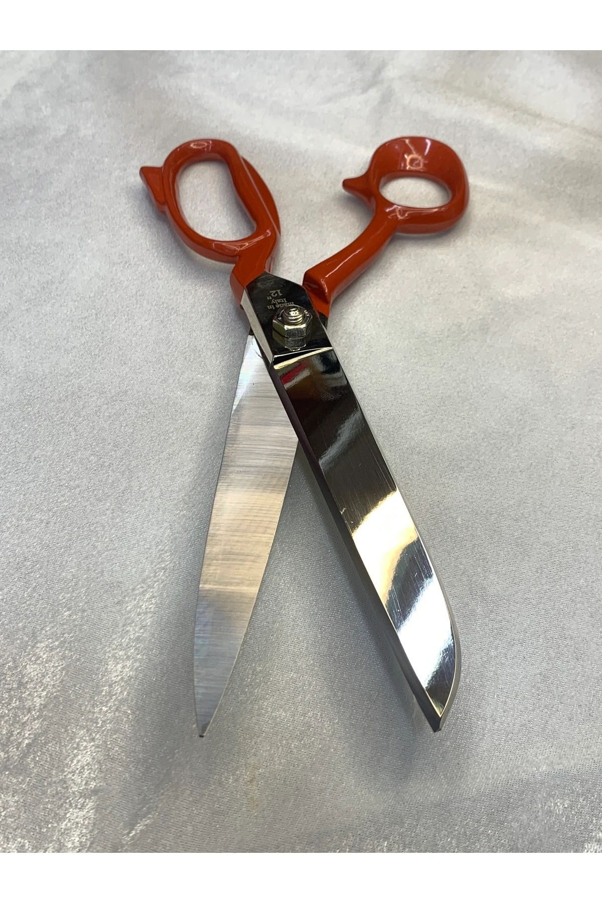 12 Inç Terzi Tekstil Makası Deri Ve Kumaş Kot Keser Makas 31 Cm Çelik Büyük Kırmızı Saplı