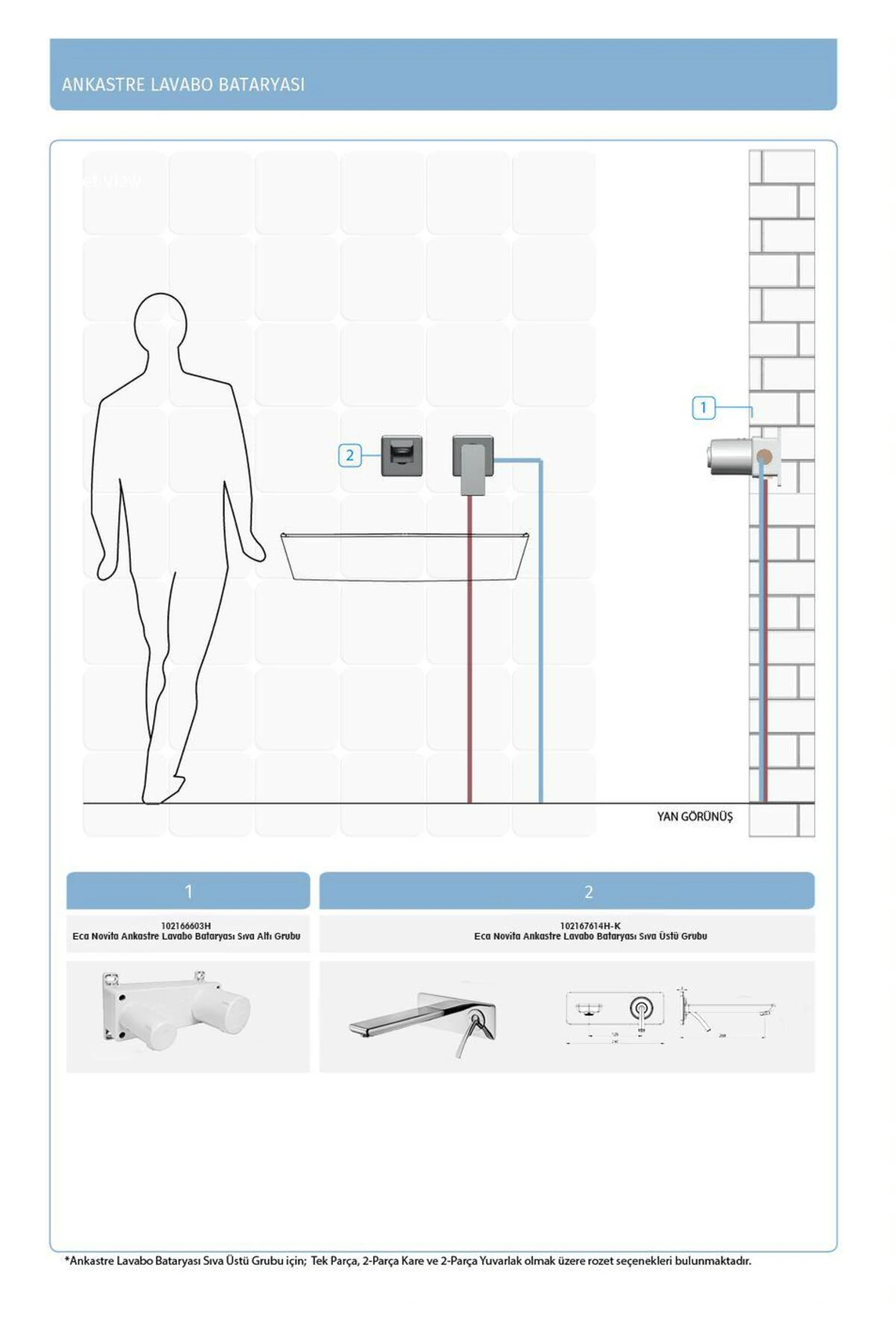 Novita Ankastre Gömme Lavabo Bataryası Set (102167614H-K+102166603H)