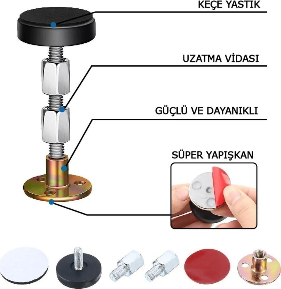 Yatak Baza Başlık Sabitleme Aparatı Ses ve Sallanma Titreşim Önleyici Eşya Sabitleme 2 Adet
