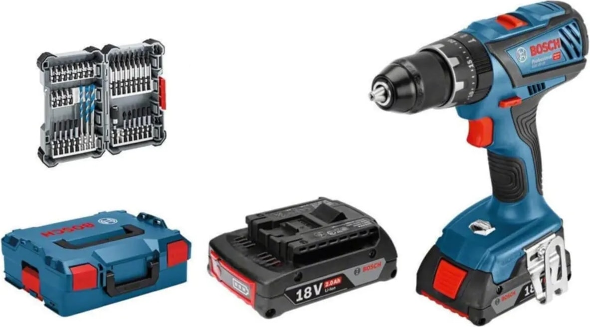 BOSCH Gsb 18V-28 Professional 2.0 Ah Çift Akü Darbeli Delme Vidalama Makinesi + 35 Parça Set