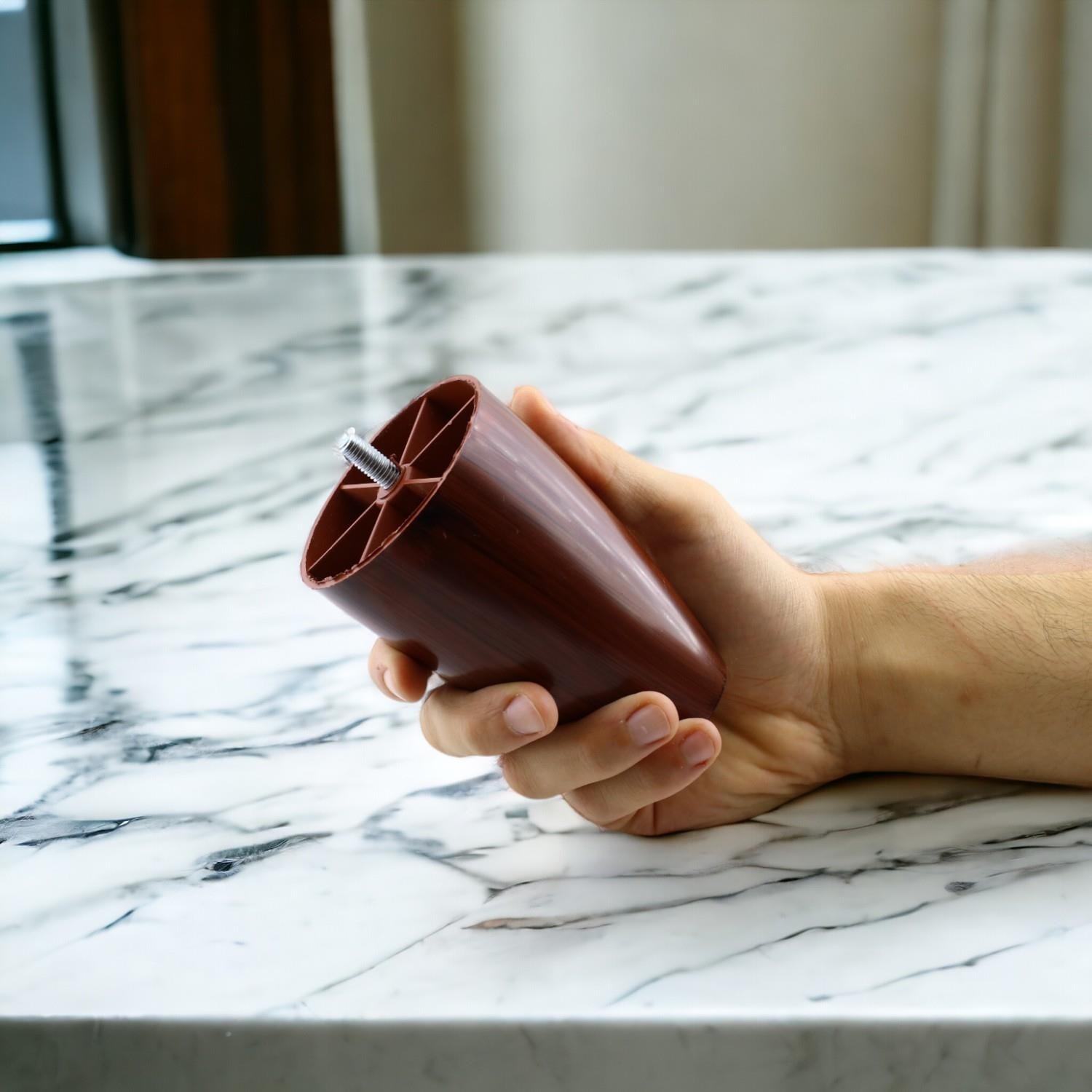 4 Adet Vidalı Oval 12 Cm (CEVİZ) Plastik Mobilya Yükseltici Yükseltme Koltuk Kanepe Baza Ayağı Ayakları