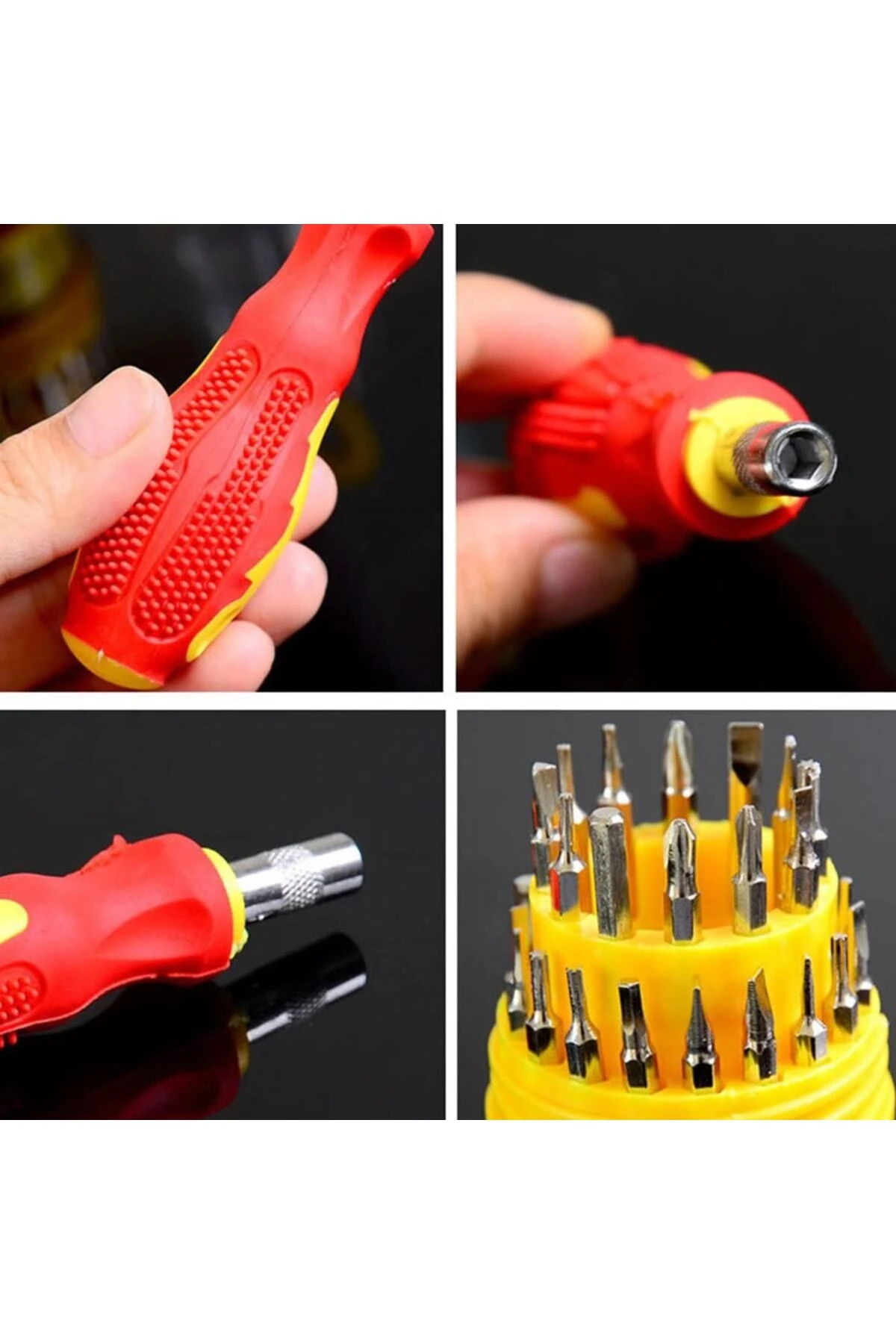 31 Parça Üniversal Çok Amaçlı Tornavida Seti Test Tamirat Çelik