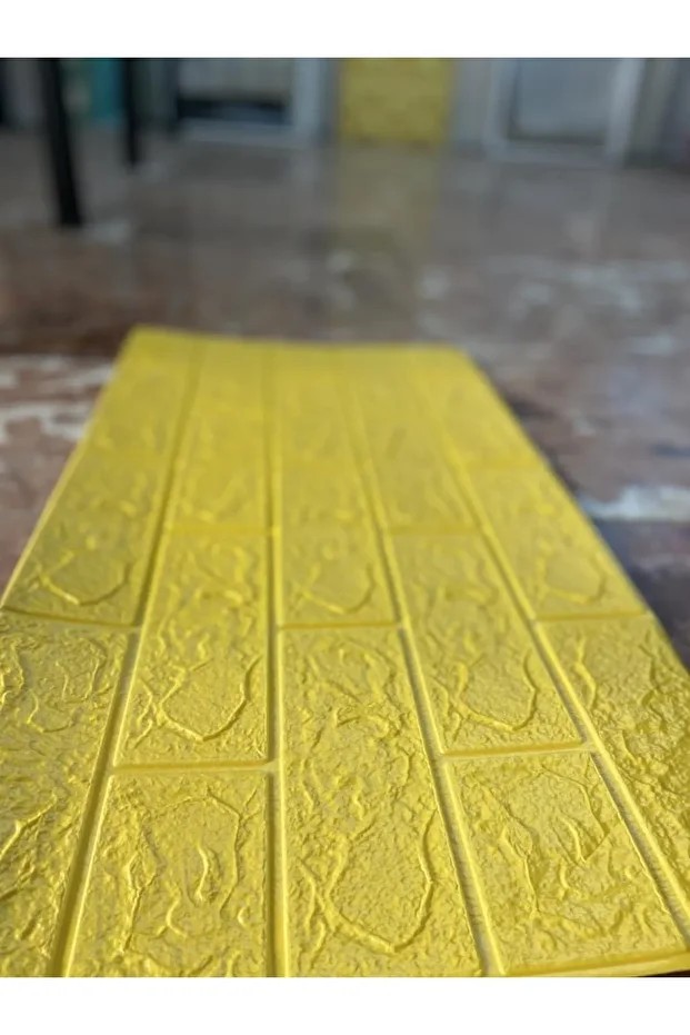 Kendinden Yapışkanlı 3d 70x77 Cm 10 Adet Sarı Duvar Kağıdı Paneli