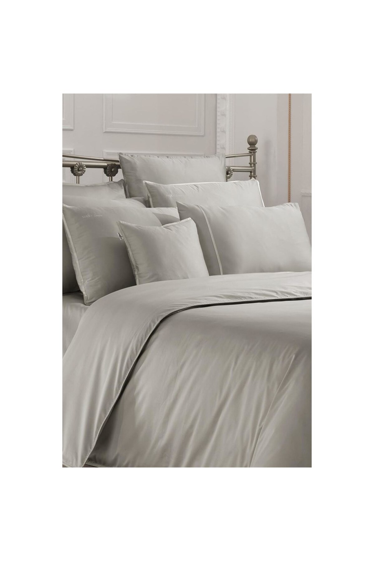 Solid Sartoria Saten Nevresim Takımı Çift Kişilik V7