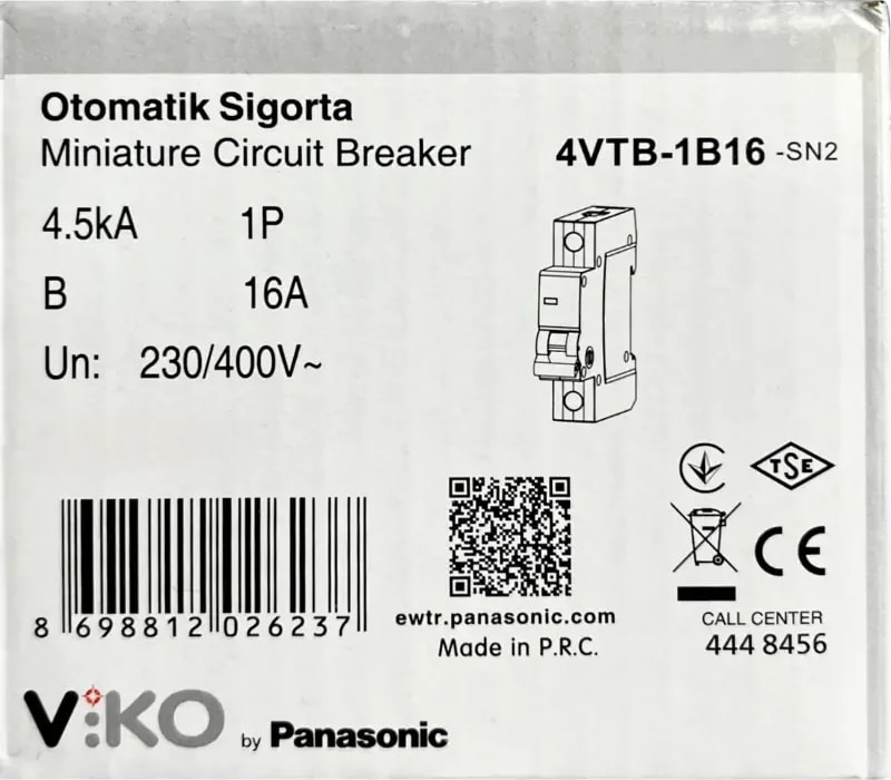 B16 1X16A Sigorta Tek Fazlı Devre Koruma Anahtarı