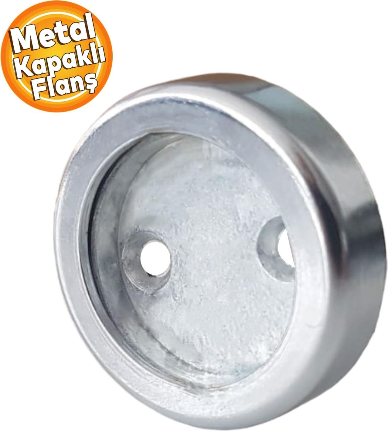 Askı Flanşı Metal Kapaklı Flanş Yuvarlak Dolap Elbise Askı Aparatı Krom (2 Adet)