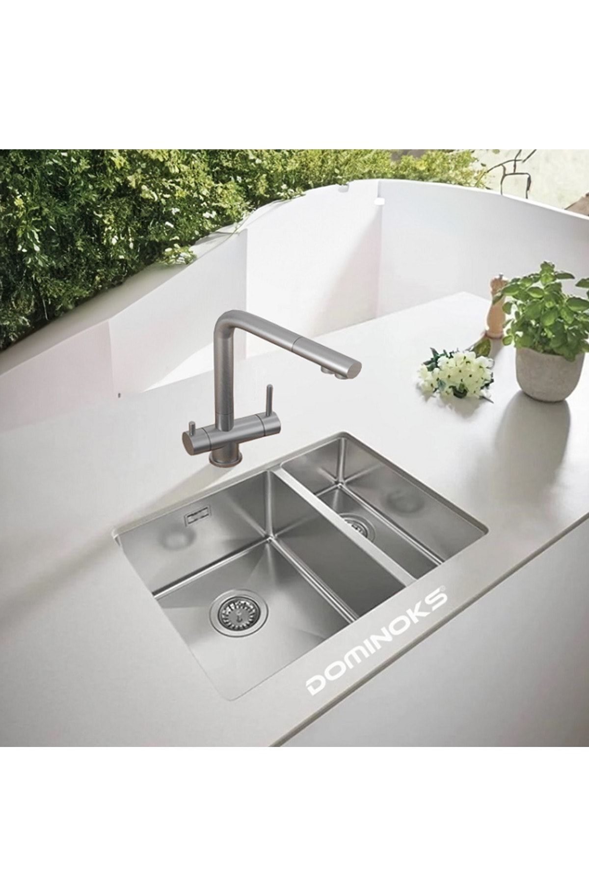 BİGA 58 1,5 GÖZ POLİSAJLI TEZGAH ALTI KROM EVYE 40X54CM(SAĞ)