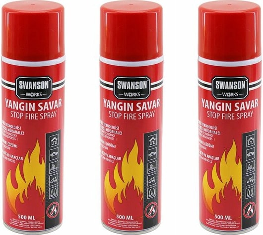 3 Adet Yangın Söndürücü - Yangın Savar Sprey 500ML + 500 ml + 500 ml Ev - Ofis - Oto Araç Ateş Boğucu Köpük Tabaka Oluşturur (5047)