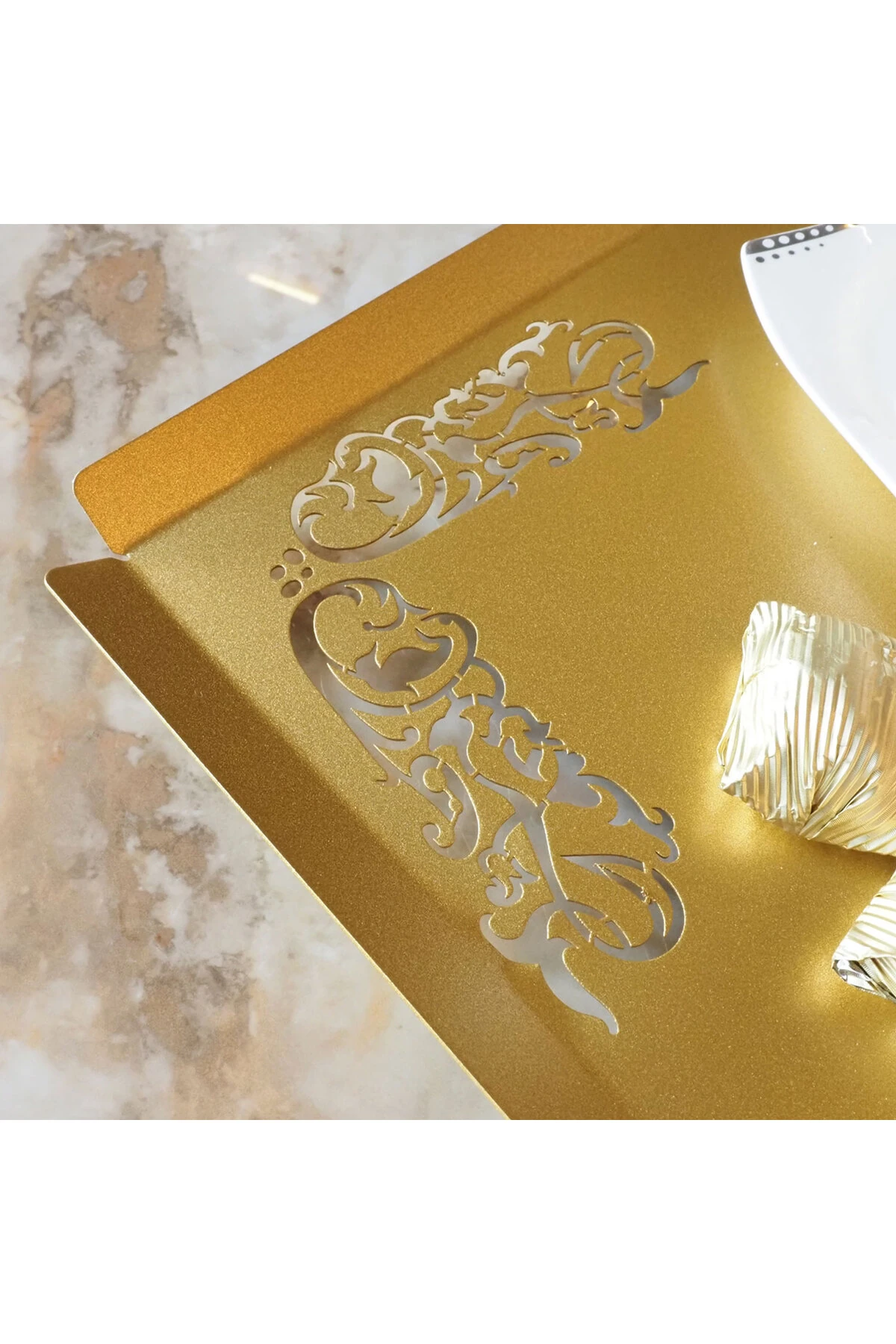 İslami Motifli Metal Servis Tepsisi - Ev Dekorasyonu - WAMH189