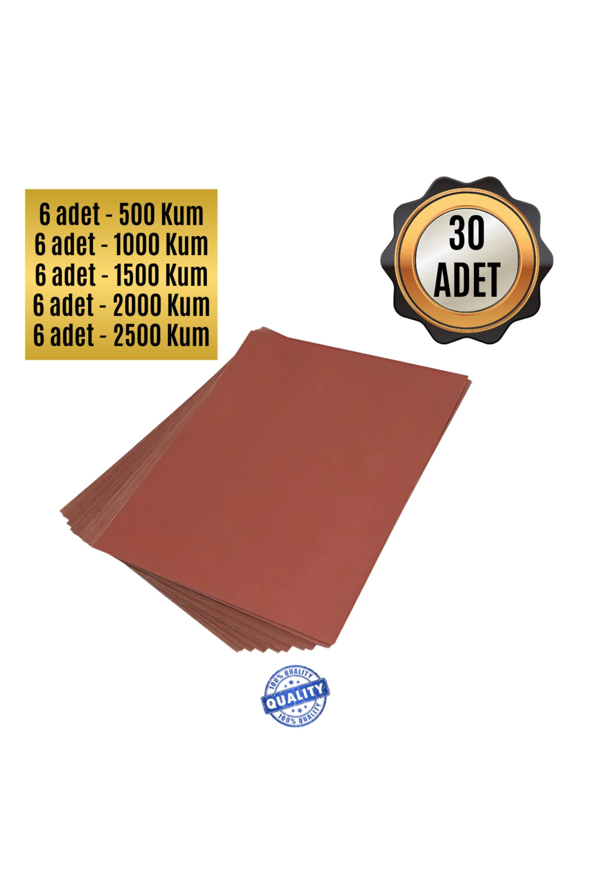 El Su Zımparası 30 Adet Far Temizleme ve Parlatma Seti | 2500-2000-1500-1000-500 Kum