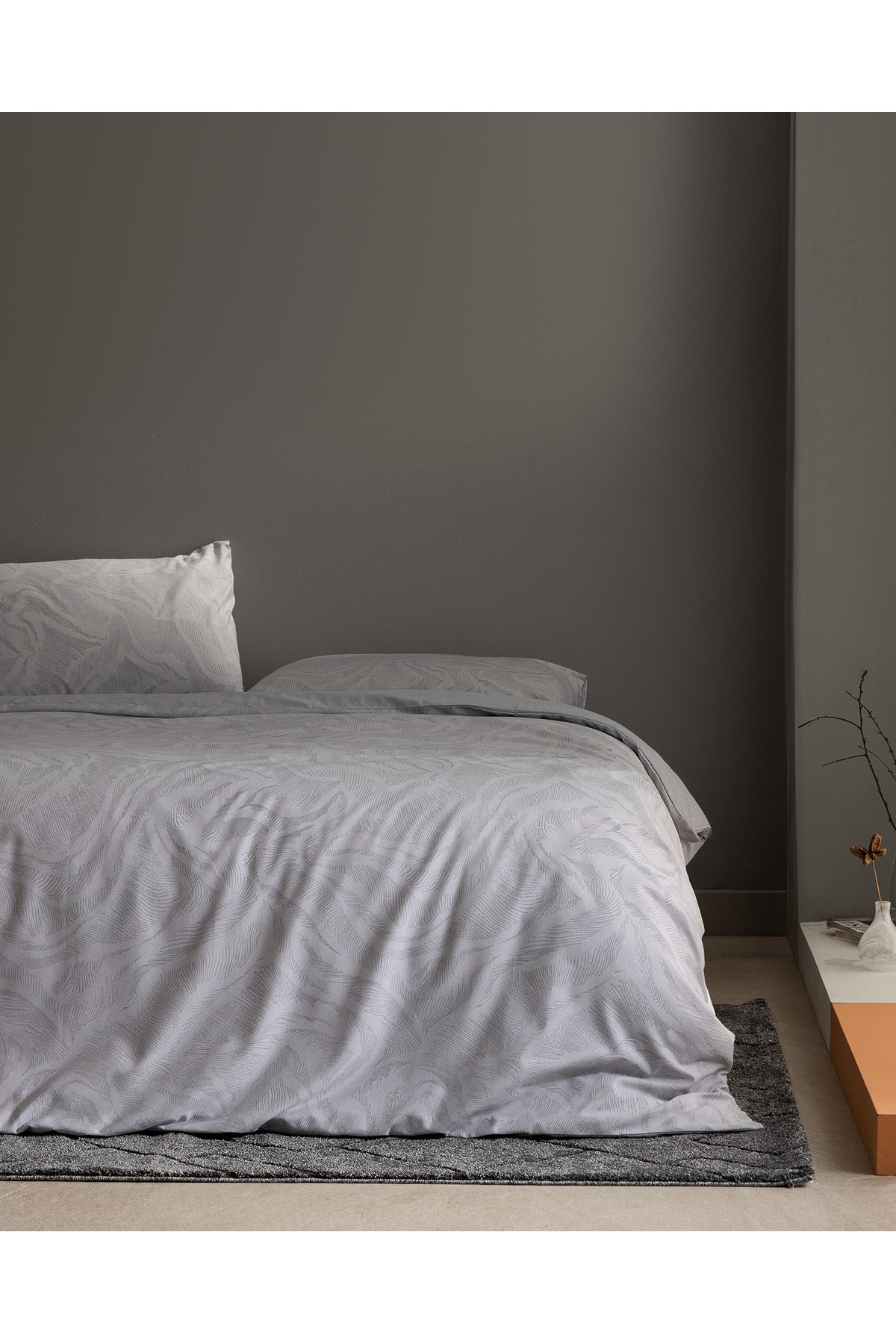 Coyan King Size Pamuklu Baskılı Nevresim Takımı - Gri