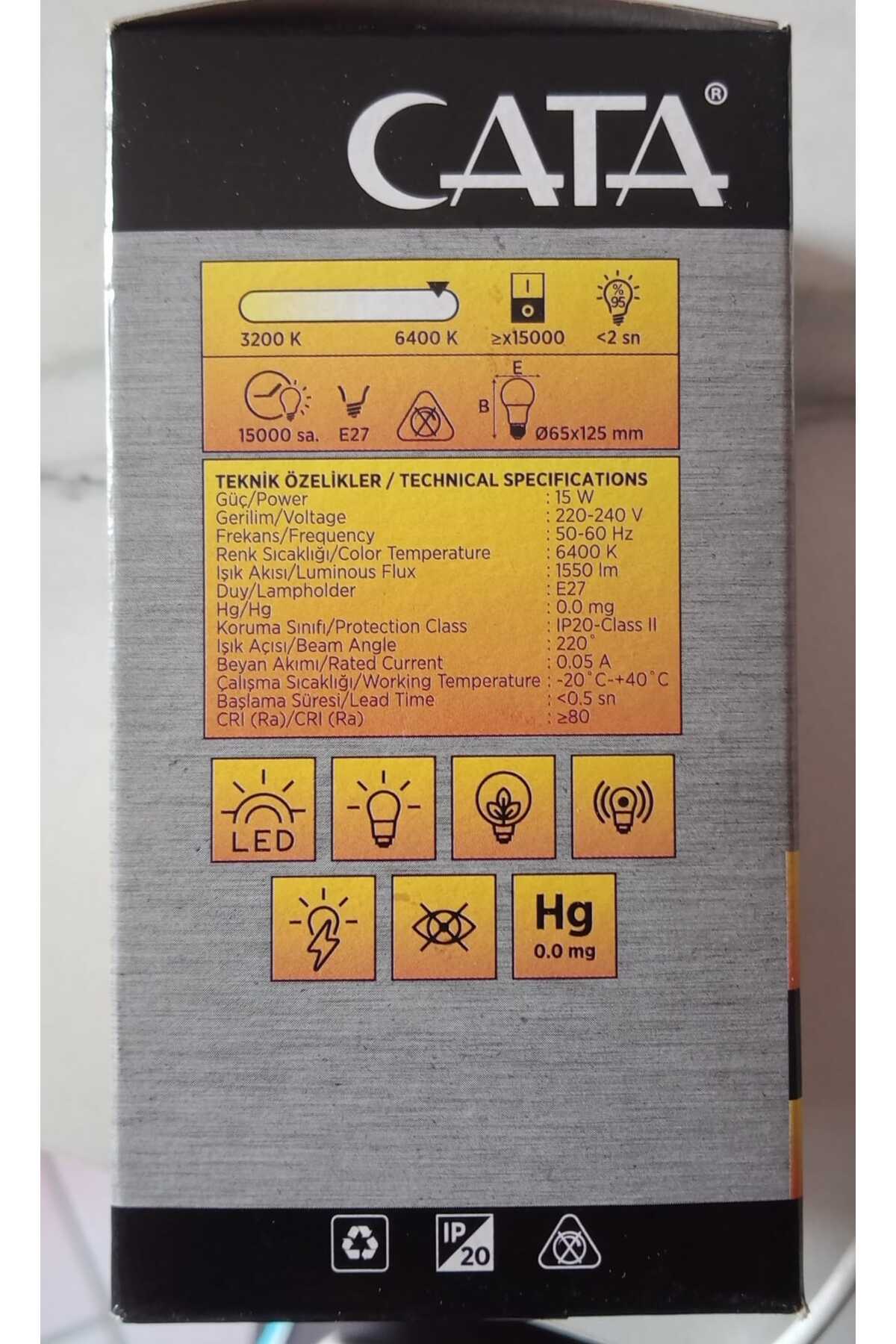 Ct-4274b 15w Led Ampül E27 6500k Beyaz Işık 1550 Lm (15W=100W)