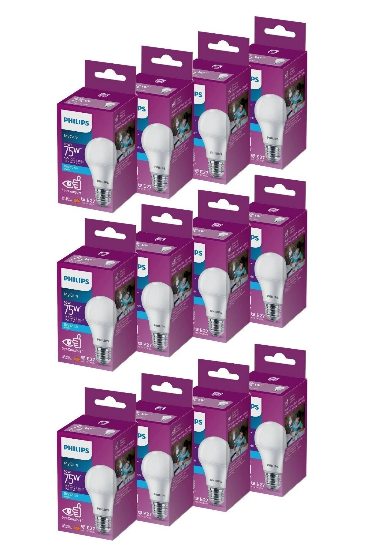 Led 10-75w Ampul 6500k Beyaz Işık 12li