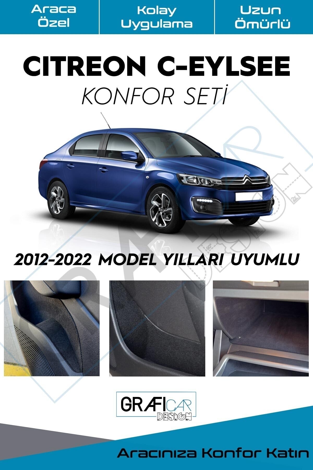 Citroen C-elysee Konfor Seti-iç Trim Kumaş Kadife Kaplama-ses Izolasyon Amaçlı Kaplama