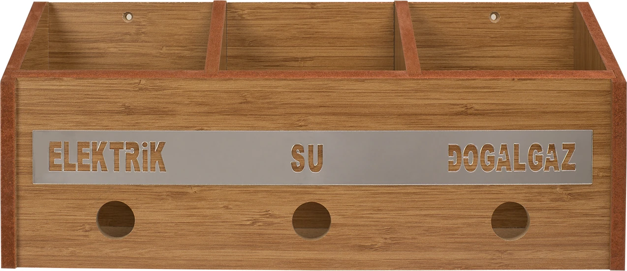 Ahşap Ortak Fatura ve Posta Kutusu 3 Renk Ceviz Bambu Akça