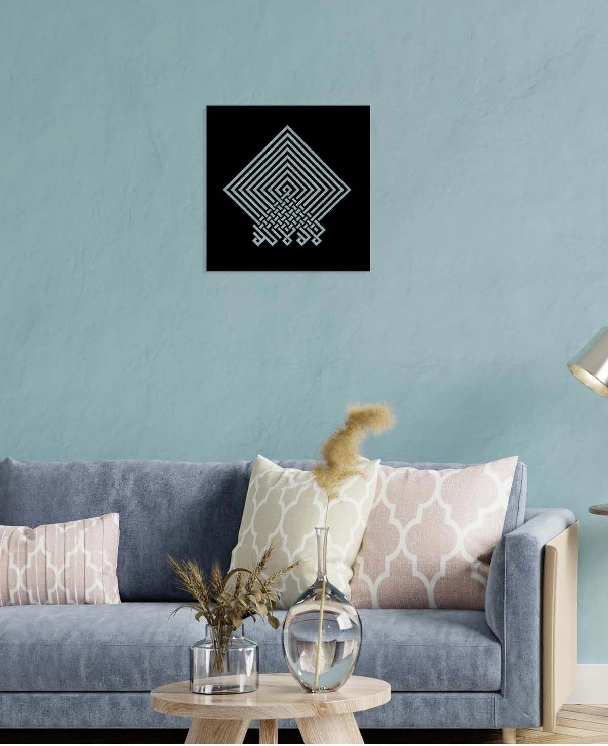 -La Ilahe Illallah Islami Metal Tablo - Islami Ev Dekorasyonu - Dini Duvar Tabloları - 50 X 50 - Cm - Sıyah-Islm-107