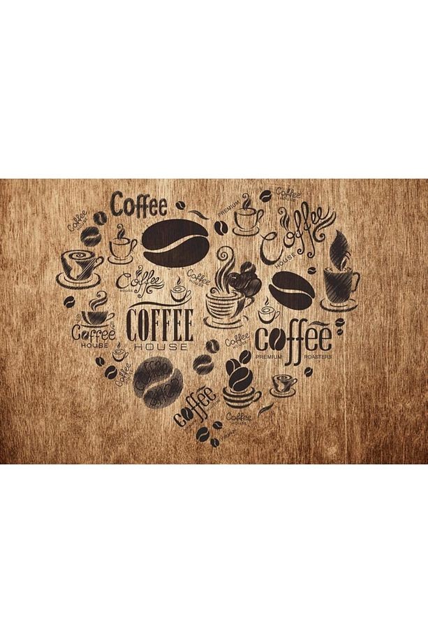 Kalp Içinde Coffee Yazıları Özel Tasarım Duvar Kağıdı