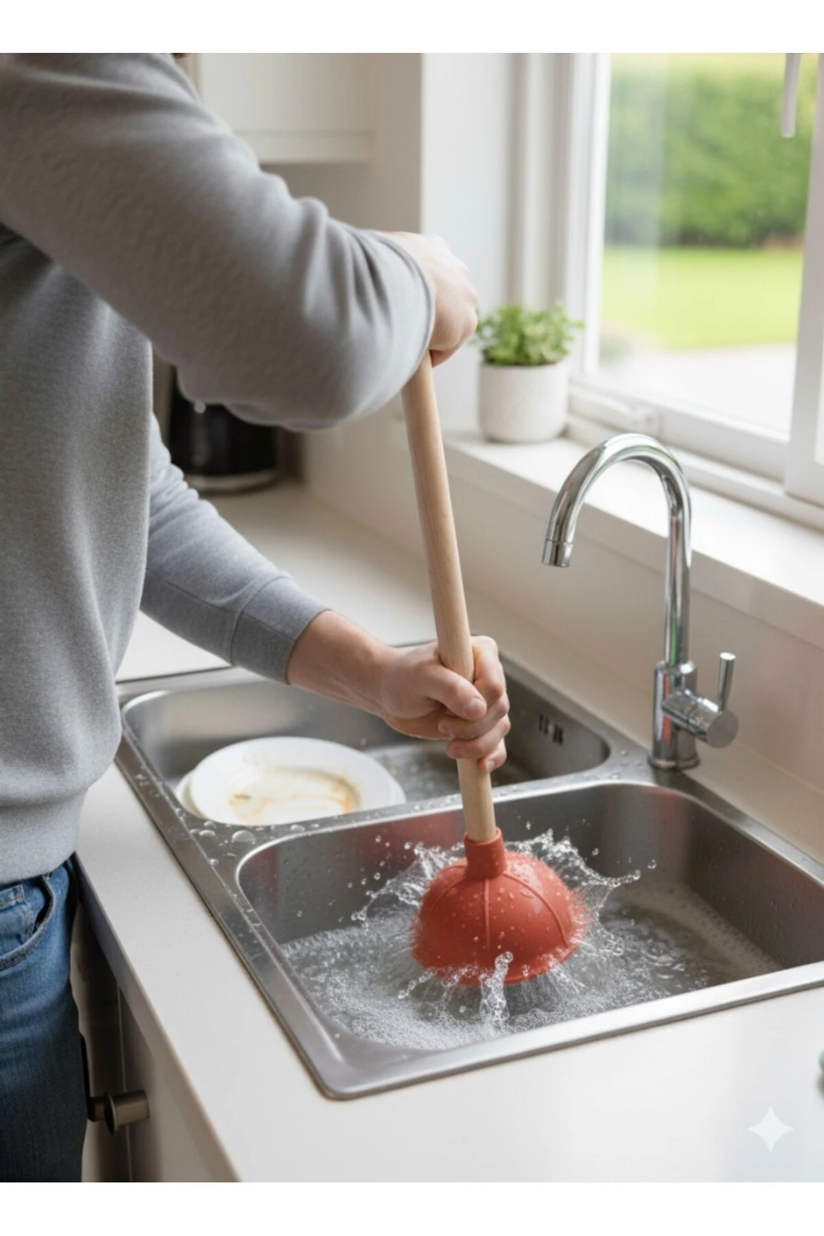 Kahverengi - Klozet, Banyo ve Lavabo Gider Açma Pompası