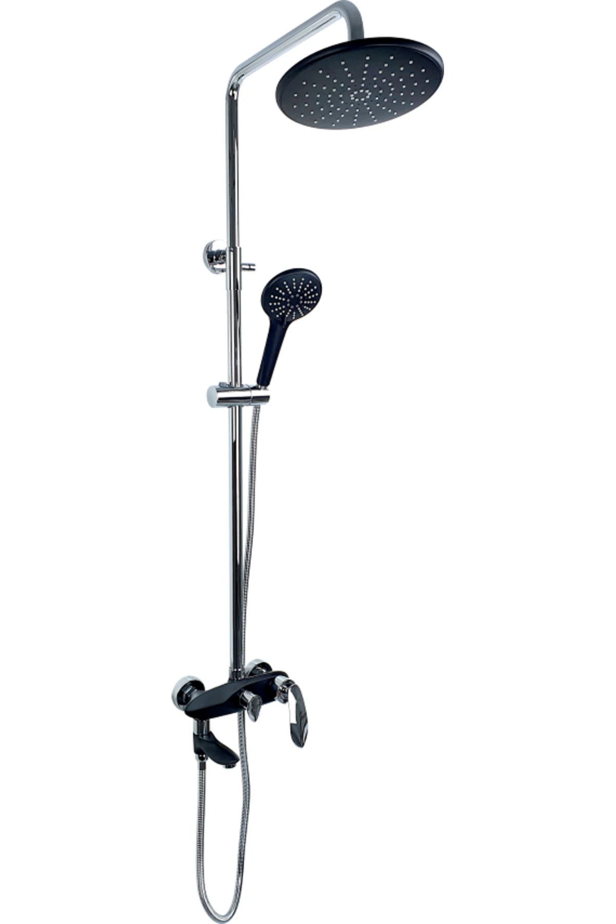 Pure Royal Siyah Krom Banyo Armatür / Duş Takımi Bc-2021