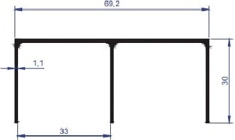 Alüminyum Sürgülü Kapı Dolap Rayı Üst Ray Profili 3 Metre 1'li