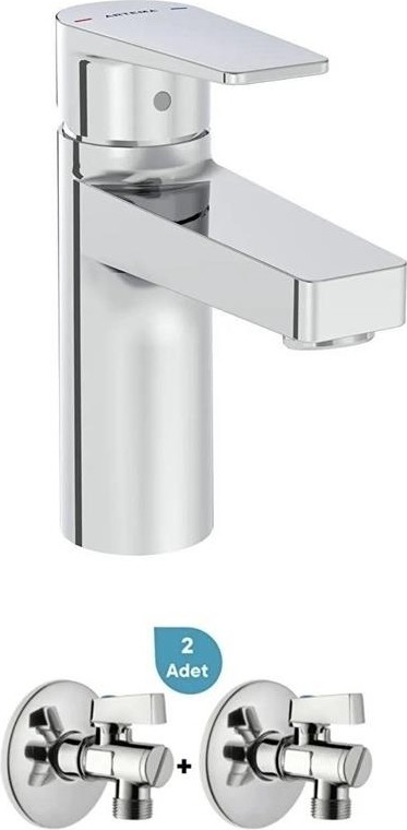 Flow Square Lavabo Bataryası + 2'li Ara Musluk