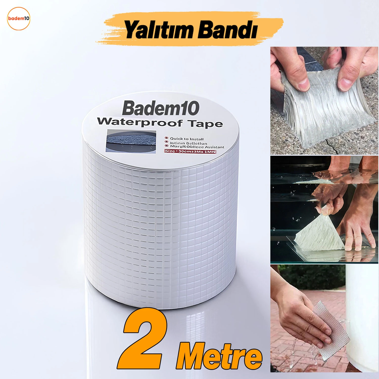 Çatı Izolasyon Bandı 2 Metre Su Sızdırmazlık Geçirmezlik Yalıtım Çamur Tamir Çatlak Boru Bant 96 mm