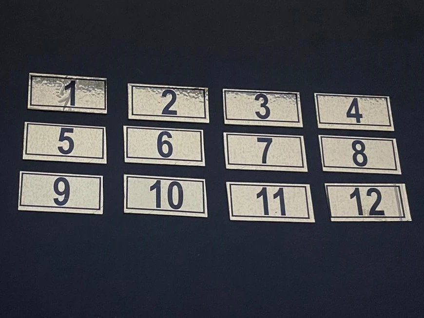 Kapı Numarası Dolap,raf,posta Kutusu Numarası 18X38 mm 1'den 12'ye