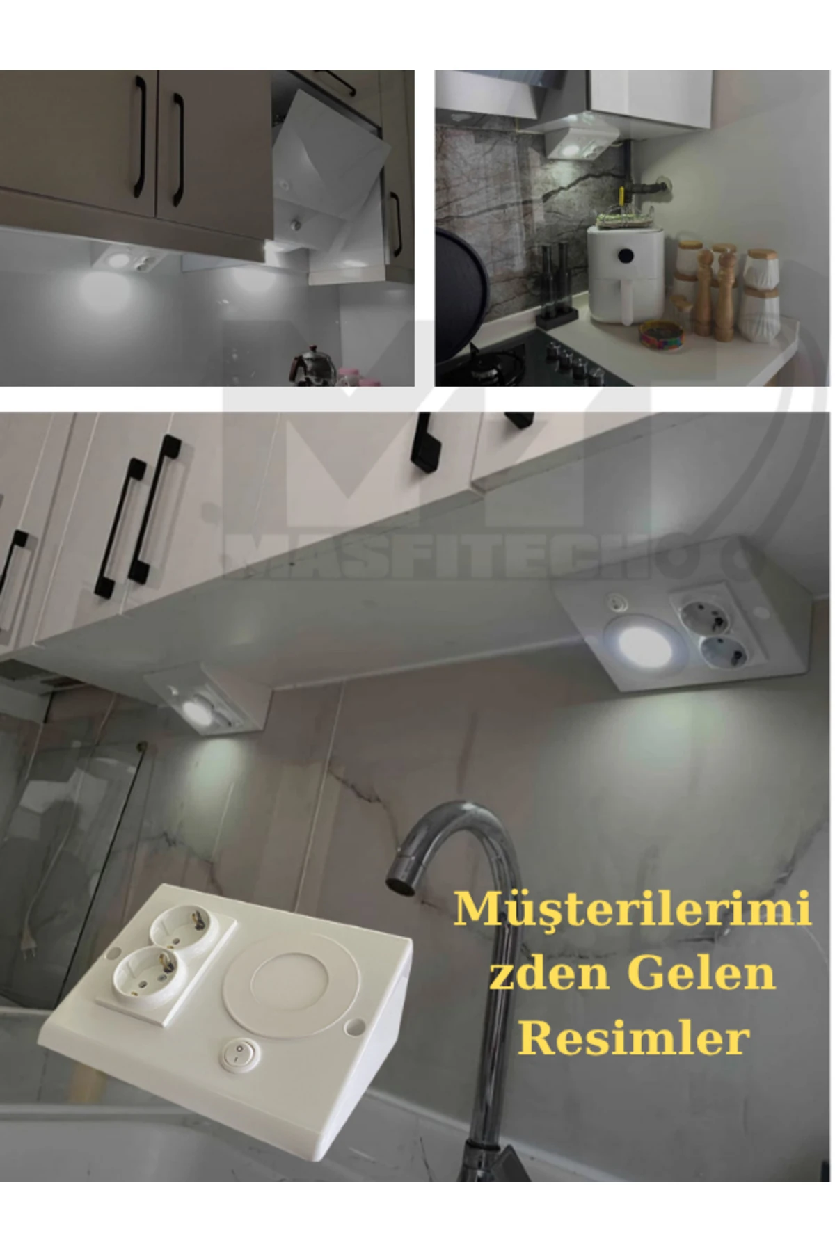 Dolap & Tezgah Altı Prizli Aydınlatma 3 Watt (BEYAZ İŞIK) 10 Adet