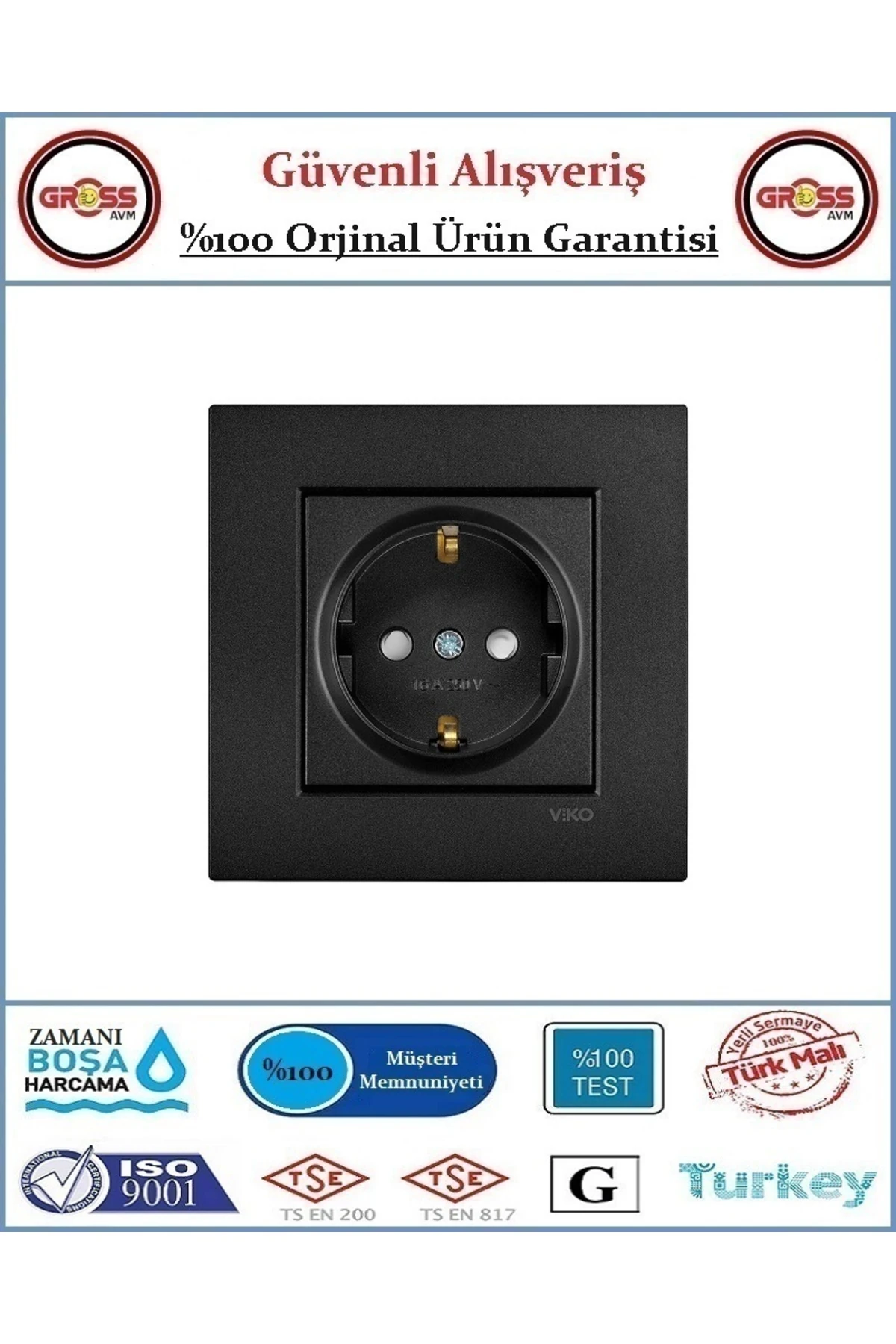 Novella Topraklı Priz - Çerçeve Dahil - Orjinal Ürün - Renk Siyah