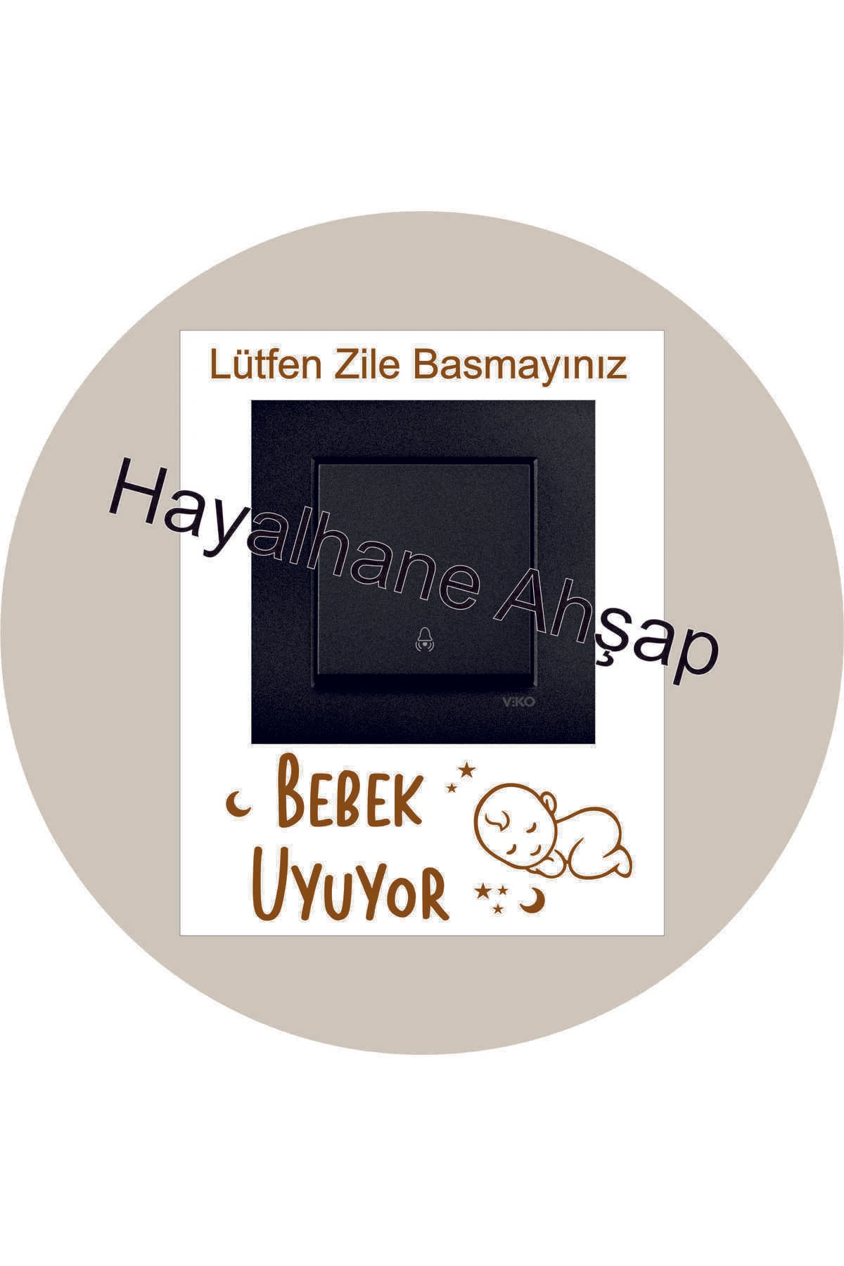 Bebek Uyuyor Lütfen Zile Basmayın Ahşap Kapı Zili Priz Süsü