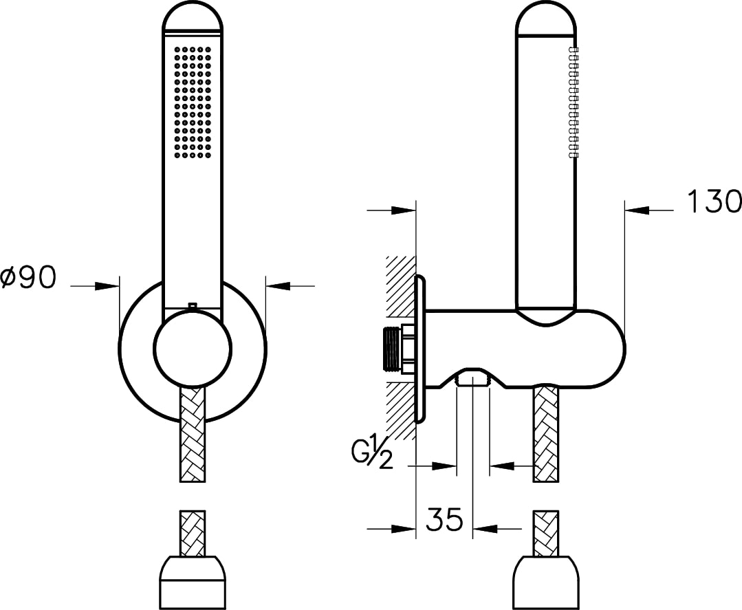 Liquid A4279639 1F El Duşu Takımı, Parlak Siyah