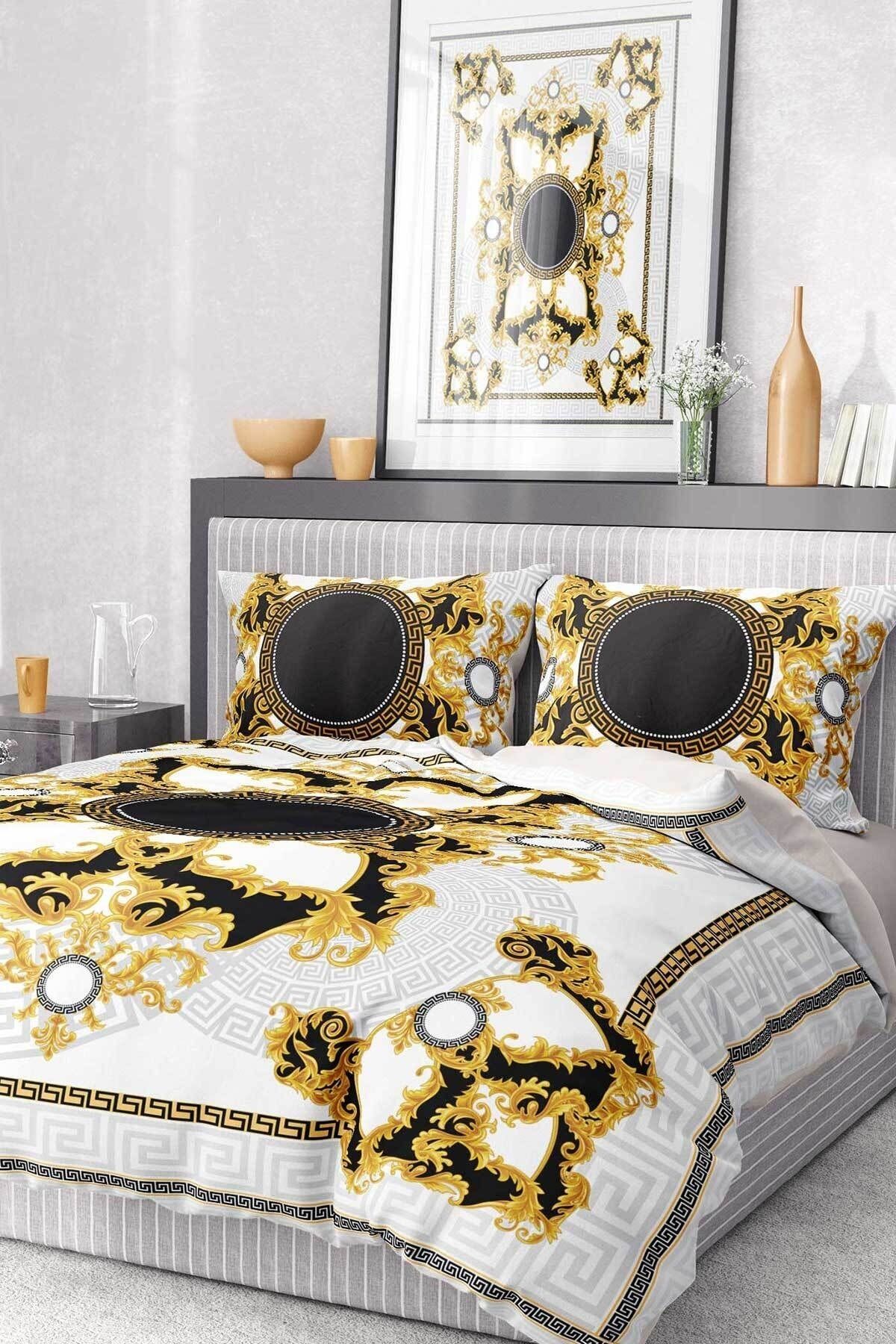 Nevresim Takımı %100 Pamuk Saten Lastikli Çarşaf Deluxe Koleksiyon Çift Kişilik 3d Brand